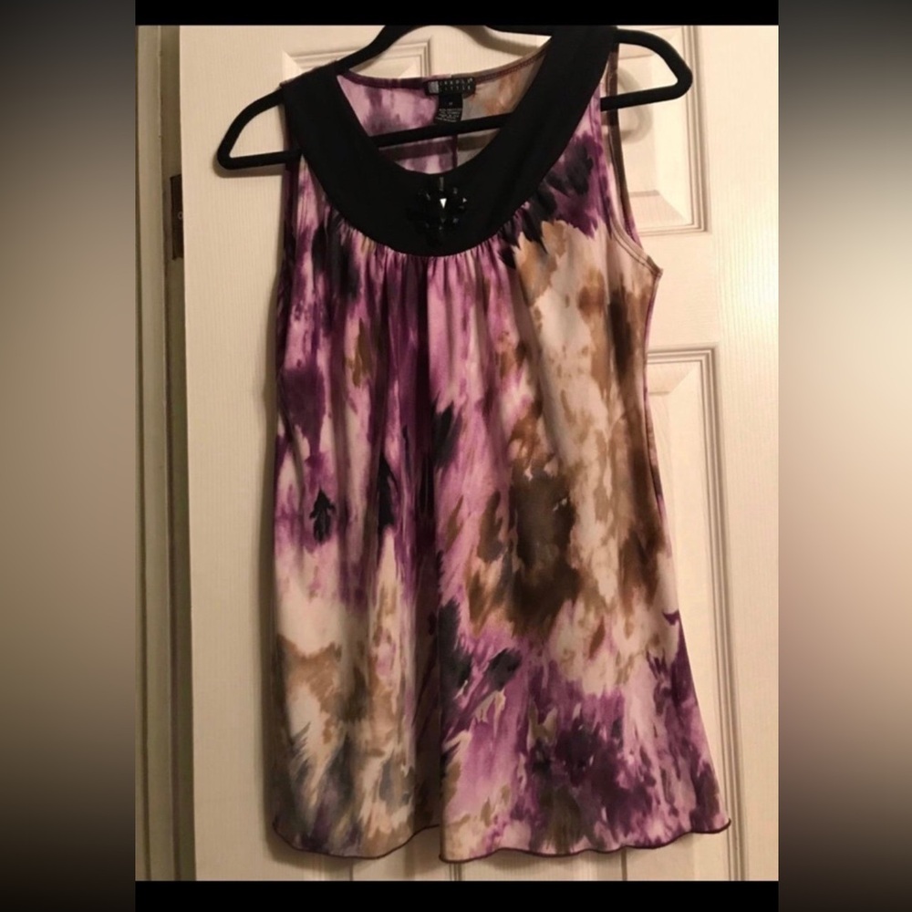 Carole Little Purple and Black Sleeveless Tank Top